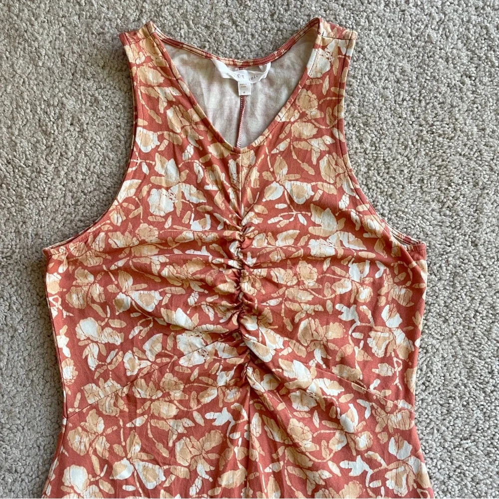 Soft Joie Orange Floral Empire Waist Fitted Bodycon Sleeveless Maxi Dress Medium
